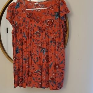 Old Navy Floral Blouse - Red and Blue